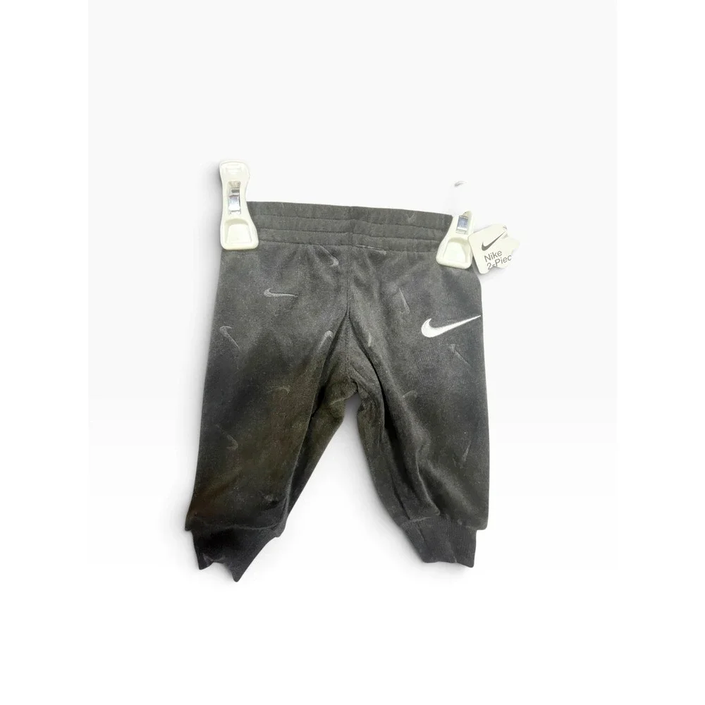 Nike 2-Piece Set Newborn NB Fir Black Velour Bodysuit and Pants 56M388-F1J New